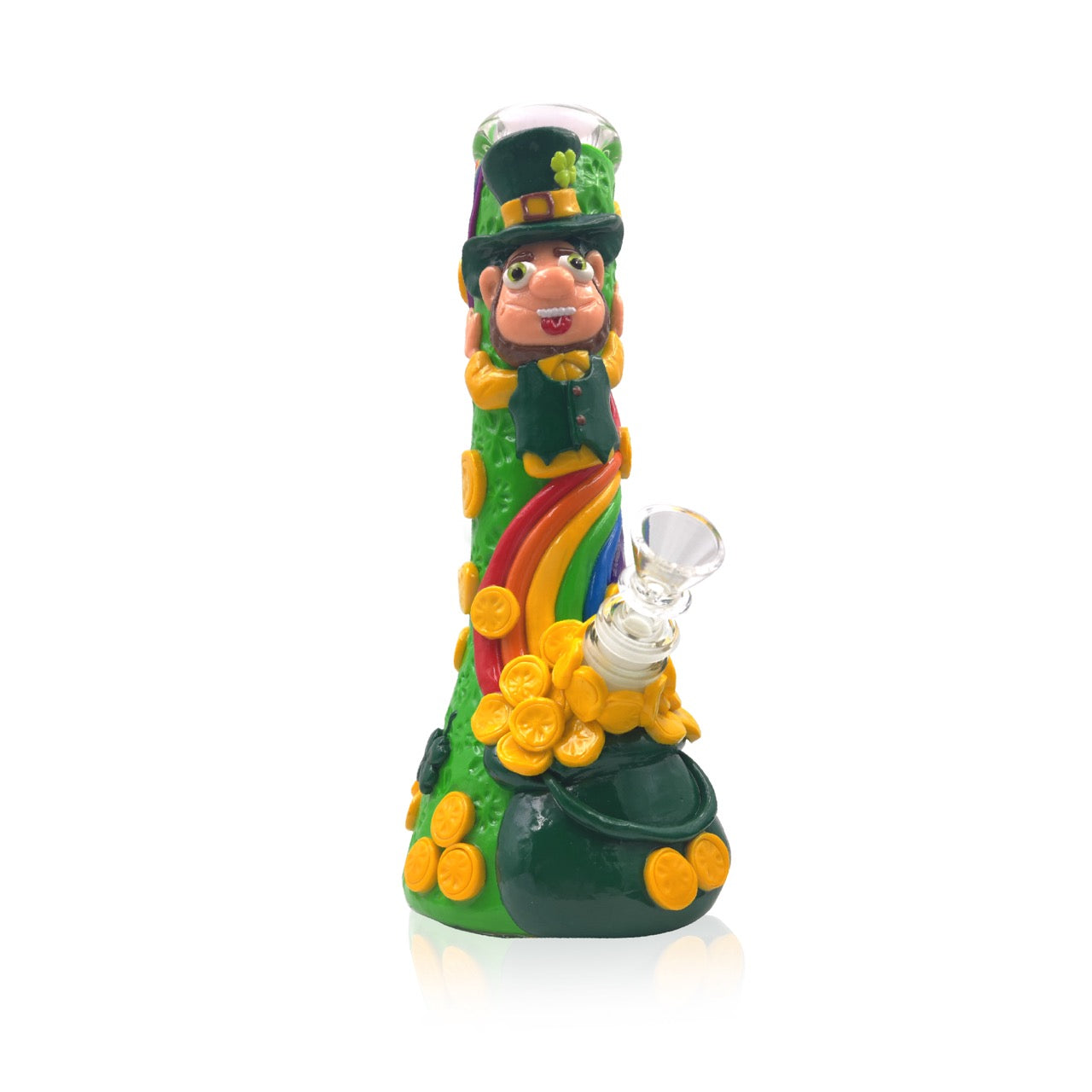 Beaker with 3D Crafted St. Patricks and the Rainbow | With Downstream & Bowl piece | 10" Main image
