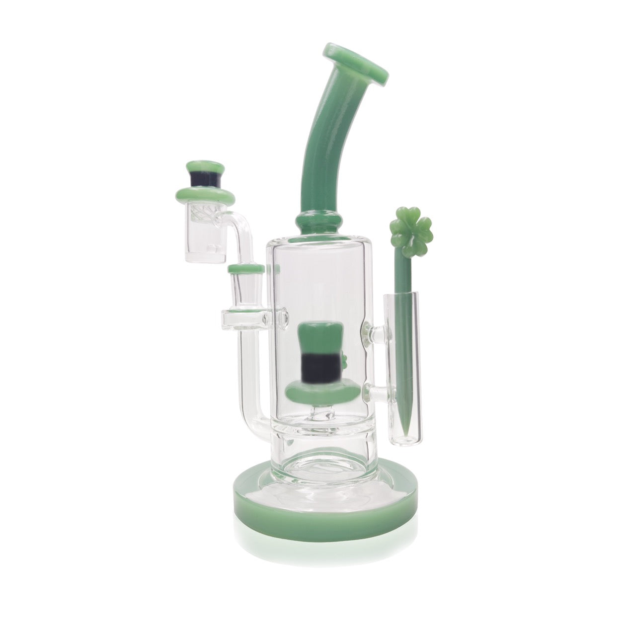 Water pipe with Lucky charm hat perk | Includes Banger, carp cap, Terp balls, Dab tool| 9" Secondary image