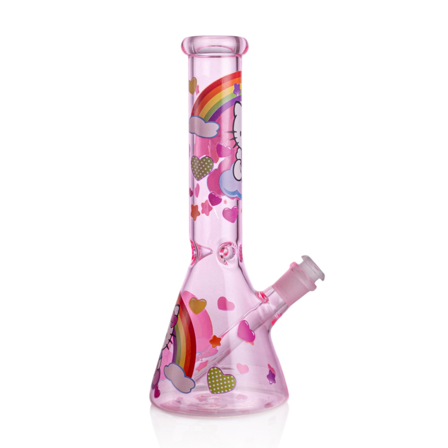 Girly Pink Cute Kitty Beaker Bong – Glass Bong for Smooth Hits