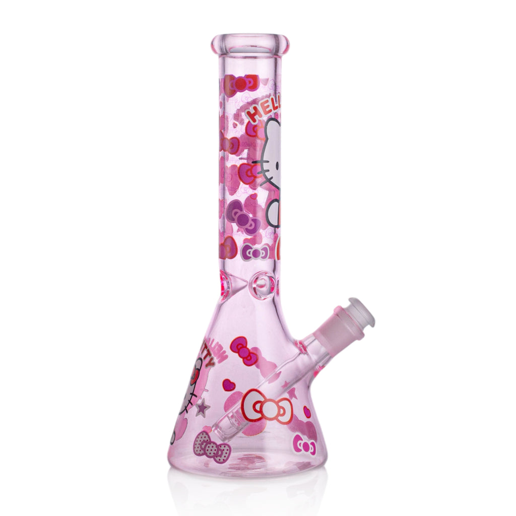 Girly Pink Cute Kitty Beaker Bong – Glass Bong for Smooth Hits