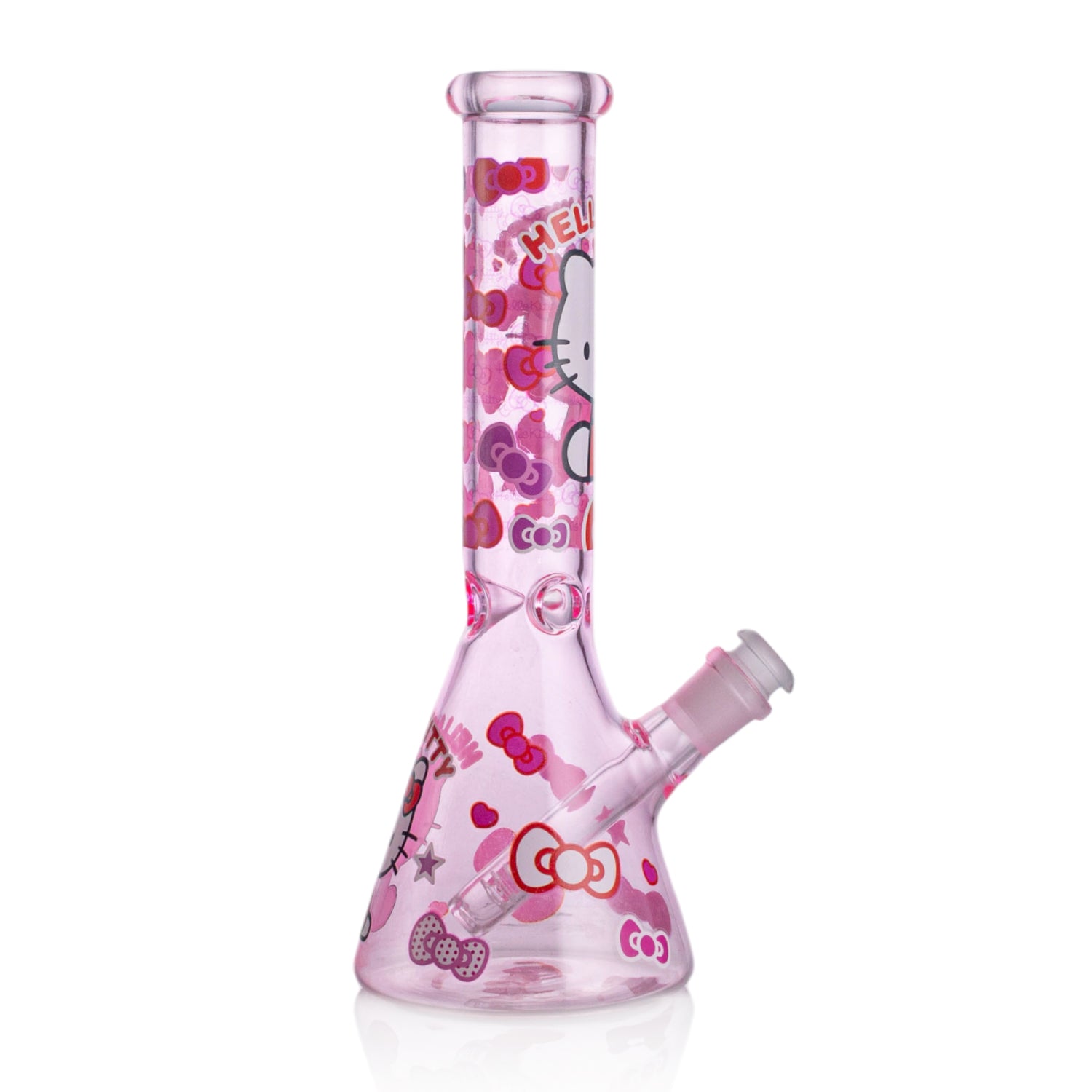 Girly Pink Cute Kitty Beaker Bong – Glass Bong for Smooth Hits