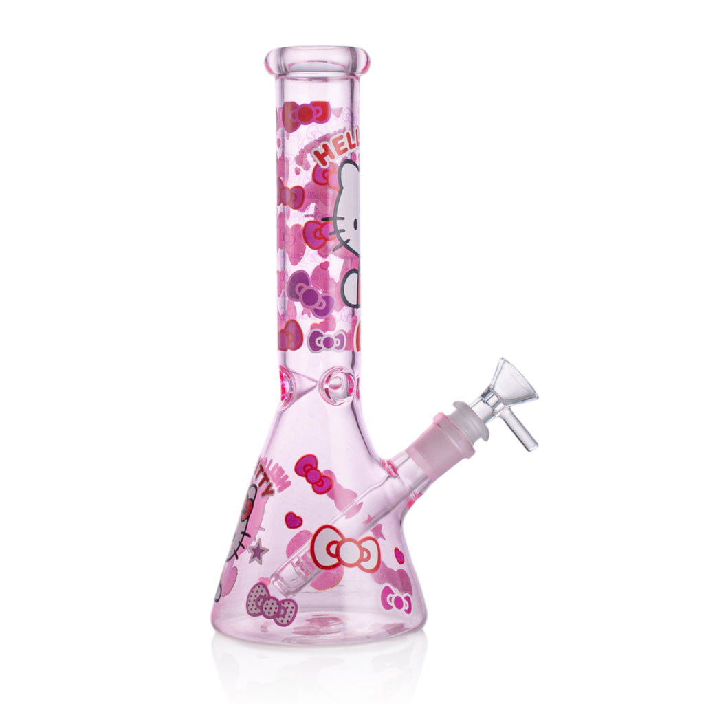 Girly Pink Cute Kitty Beaker Bong – Glass Bong for Smooth Hits