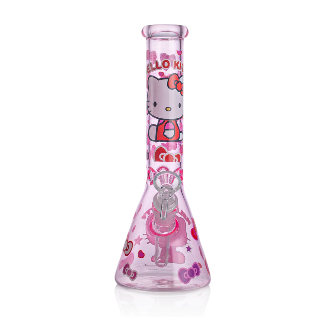 Girly Pink Cute Kitty Beaker Bong – Glass Bong for Smooth Hits