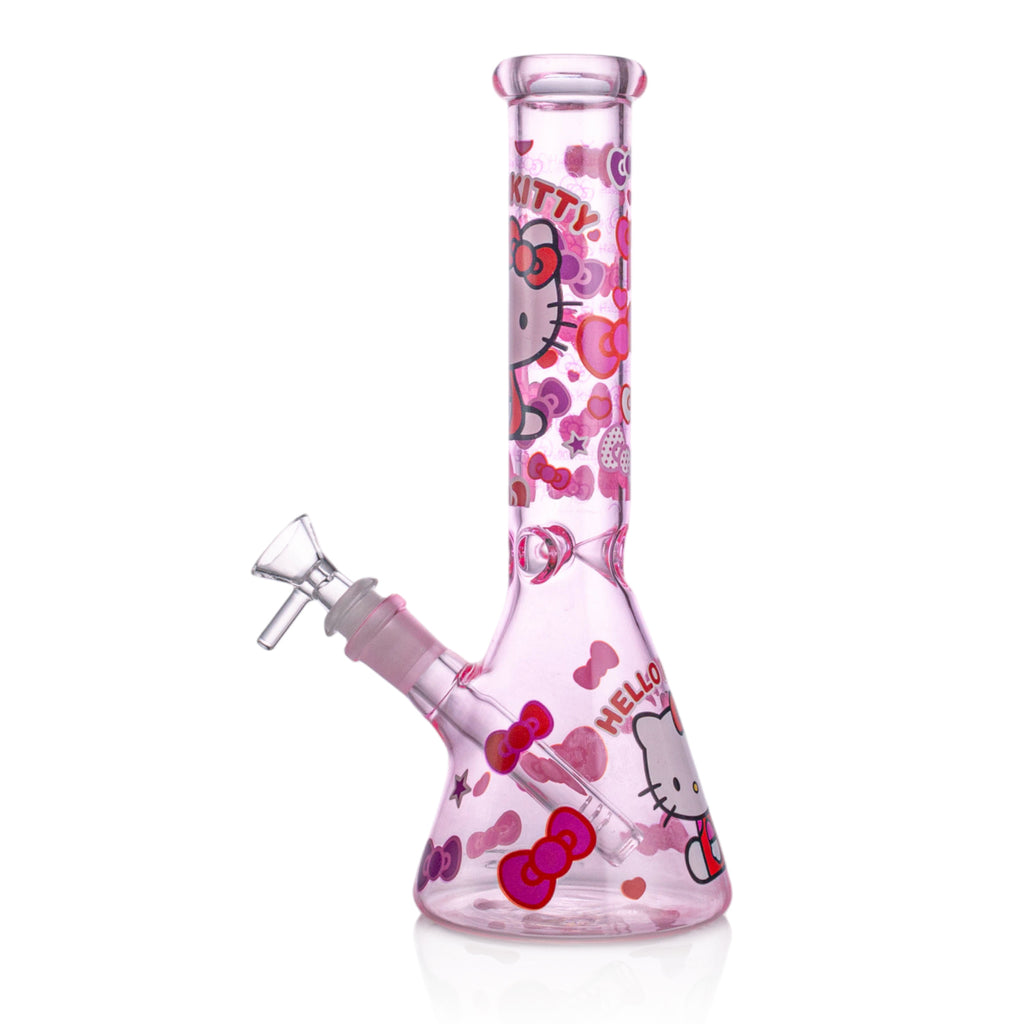 Girly Pink Cute Kitty Beaker Bong – Glass Bong for Smooth Hits