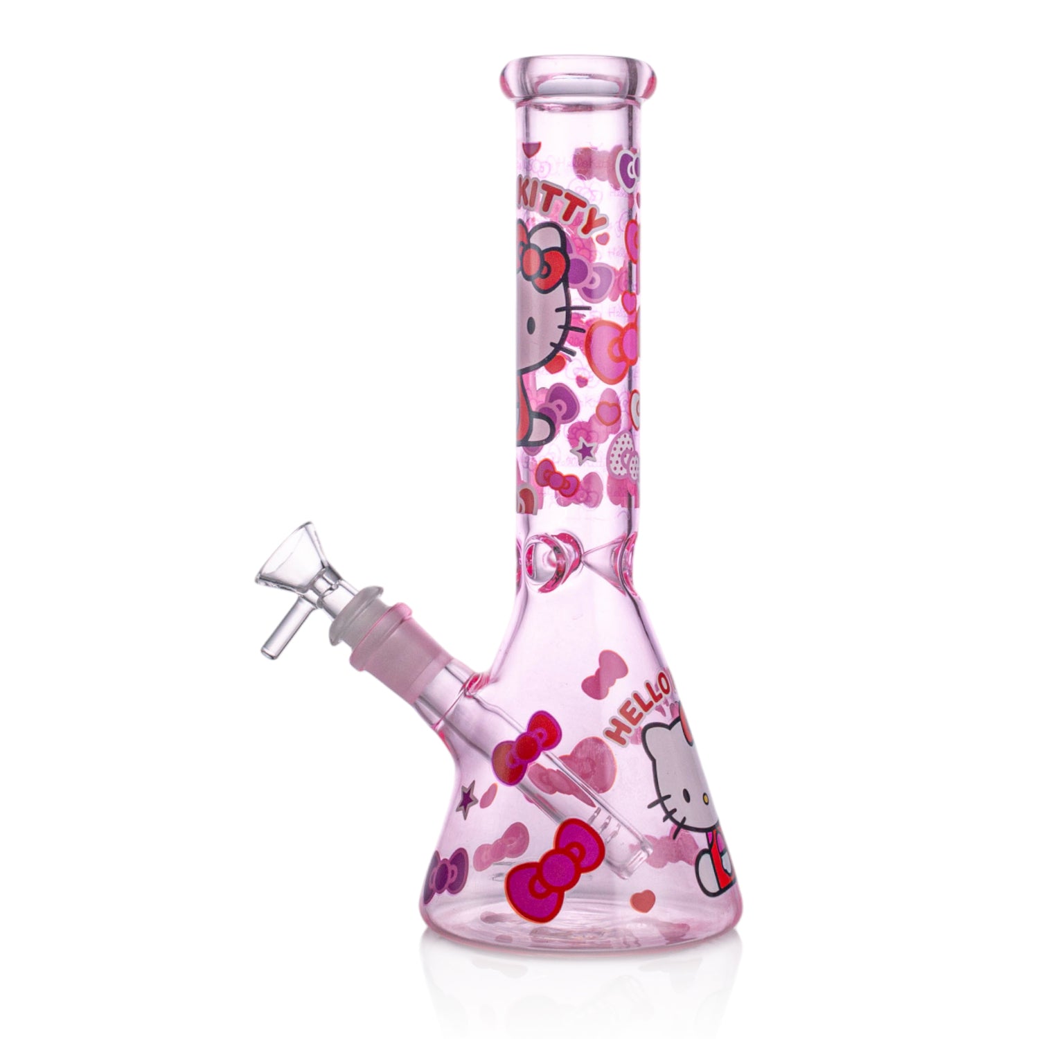 Girly Pink Cute Kitty Beaker Bong – Glass Bong for Smooth Hits