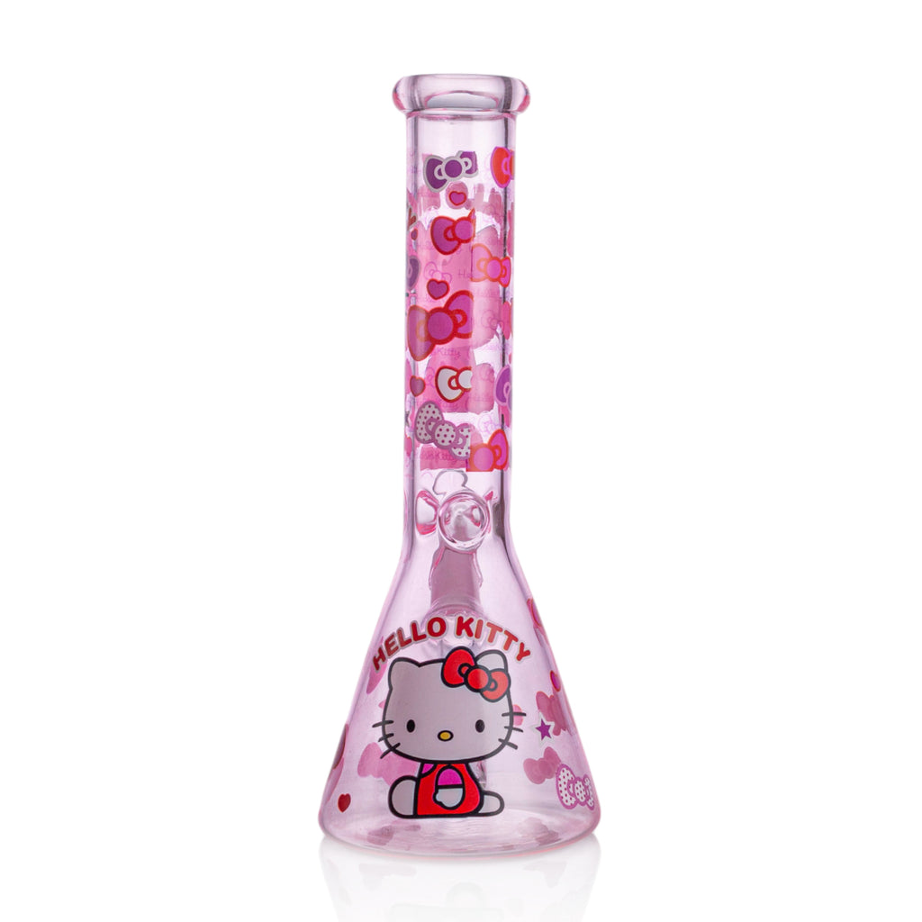 Girly Pink Cute Kitty Beaker Bong – Glass Bong for Smooth Hits