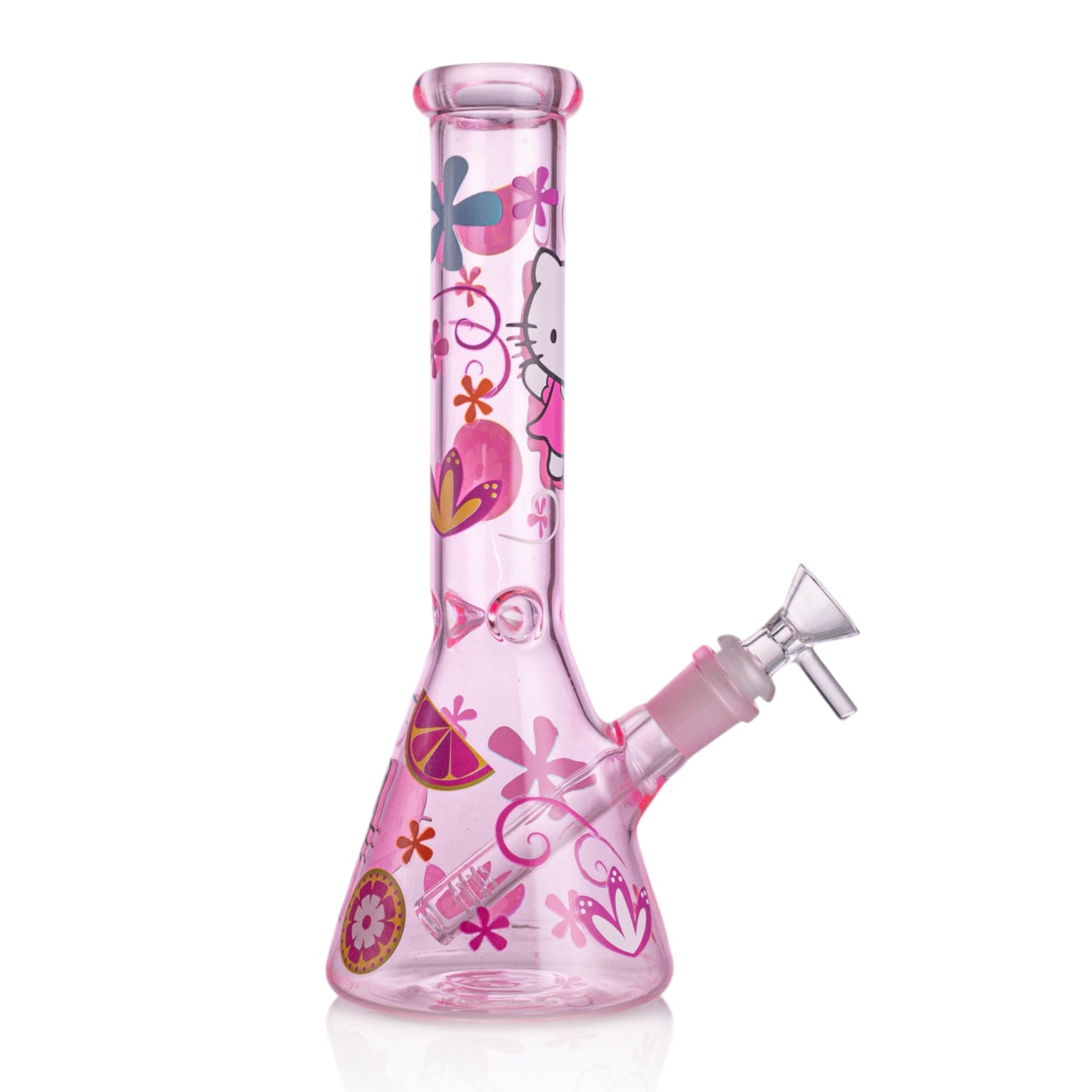Girly Pink Cute Kitty Beaker Bong – Glass Bong for Smooth Hits