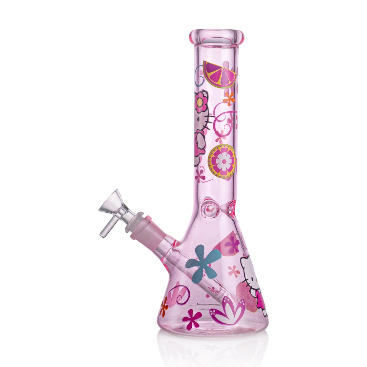 Girly Pink Cute Kitty Beaker Bong – Glass Bong for Smooth Hits