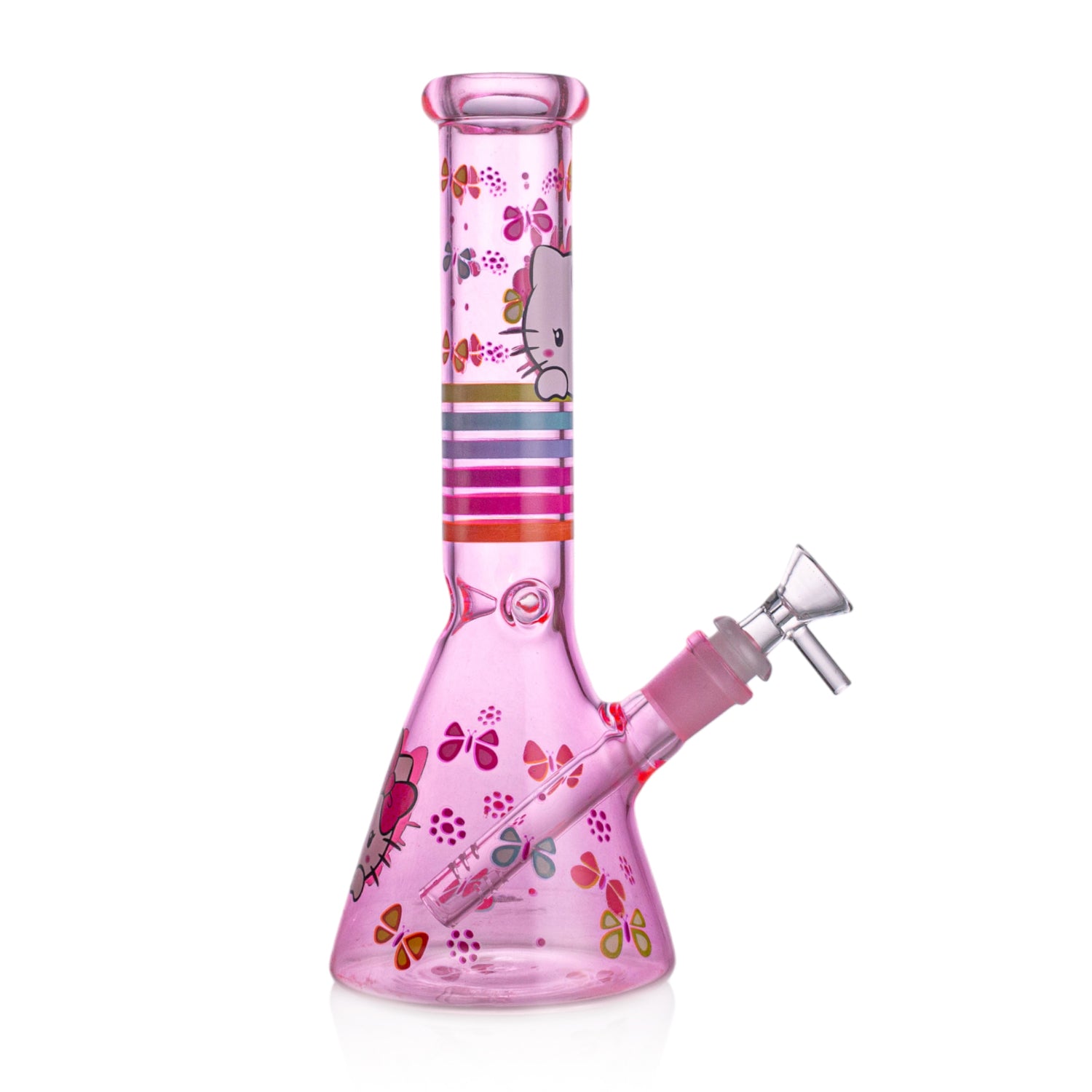Girly Pink Cute Kitty Beaker Bong – Glass Bong for Smooth Hits