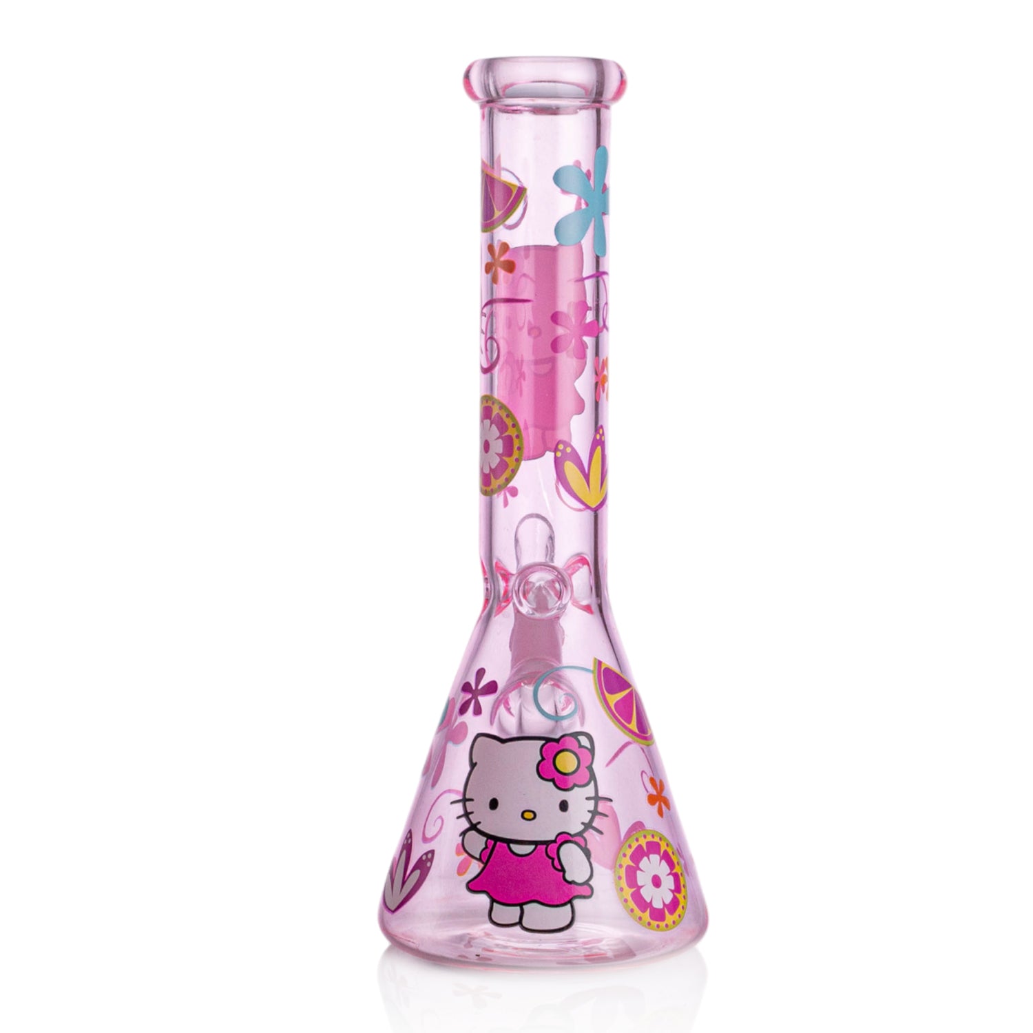 Girly Pink Cute Kitty Beaker Bong – Glass Bong for Smooth Hits