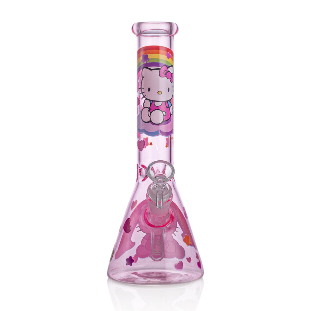 Girly Pink Cute Kitty Beaker Bong – Glass Bong for Smooth Hits