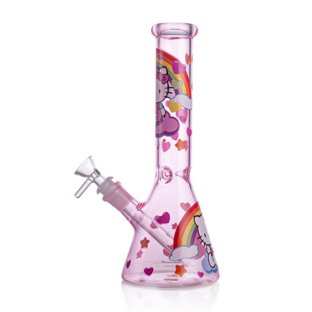 Girly Pink Cute Kitty Beaker Bong – Glass Bong for Smooth Hits