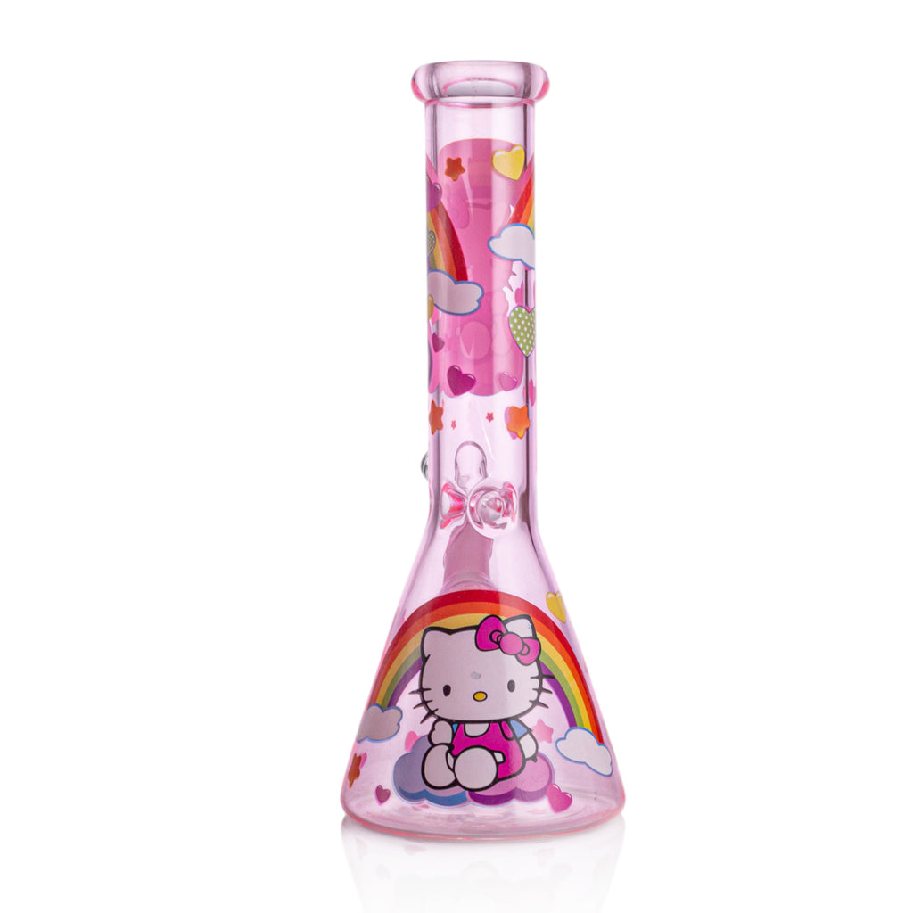 Girly Pink Cute Kitty Beaker Bong – Glass Bong for Smooth Hits