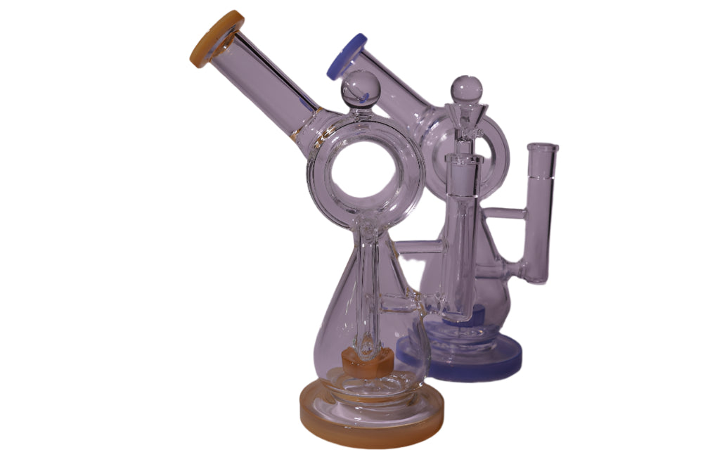 Donut Hole Recycler with Ball on Top | Unique Glass Water Pipe | Wholesale Distributor