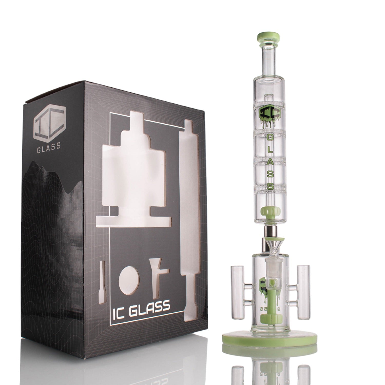 Wholesale display of IC Glass dual-purpose dab rigs and nectar collectors for smoke shops