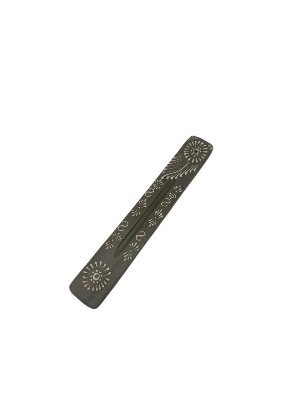Brown Floral incense ashcatcher – 11-inch wooden holder