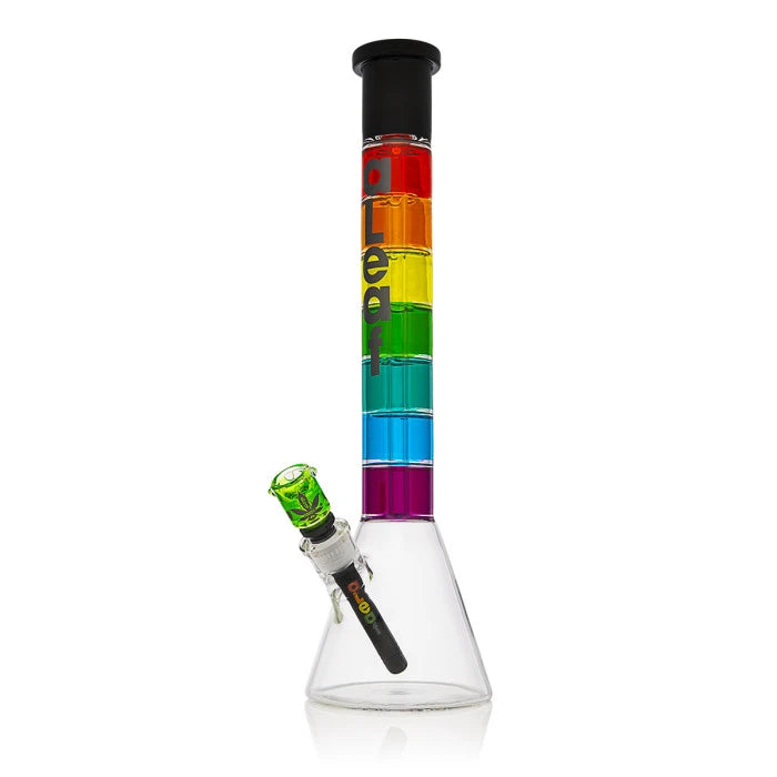 Aleaf - 18" Black Rim Glycerin Rainbow Beaker Waterpipe | AL2116 Main image