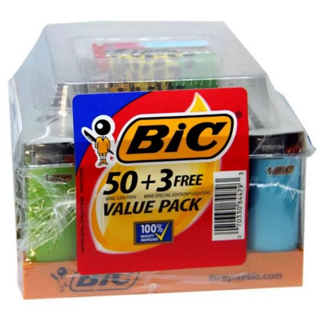 BIC MINI Classic Lighters - (50+3) Count Mini | 3 Bonus Special Edition Lighters