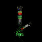 Waterpipe with Layered Colorful Lines on Neck and Swirl Pattern on Bottom - Glow in the Dark | WP5324