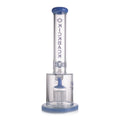 back view Kickback Glass straight shooter bong with tree arm percolator and 18mm bowl, 15 inches tall