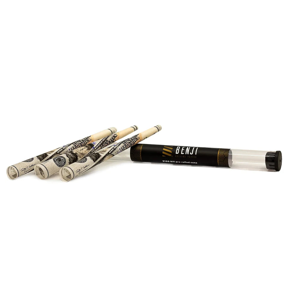 BENJI PRE-ROLLED CONES- $100 Bill Pre-rolled Cones| 24 Tubes| 3 Cones per Tube|72 Cones