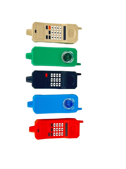 Silicone - 3.8" Ninetie's Phone Styles Design Hand Pipe | Single Unit