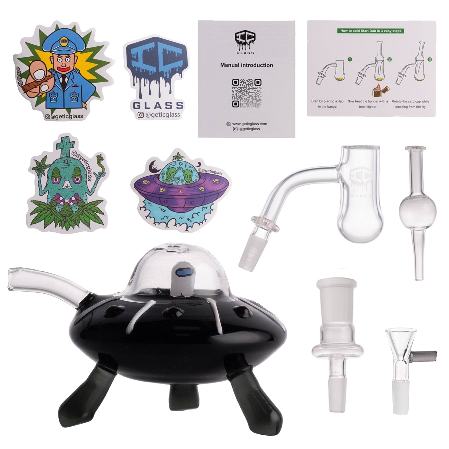 IC GLASS - Unidentified Flying Toke  Dab Rig | Assorted 3 Colors