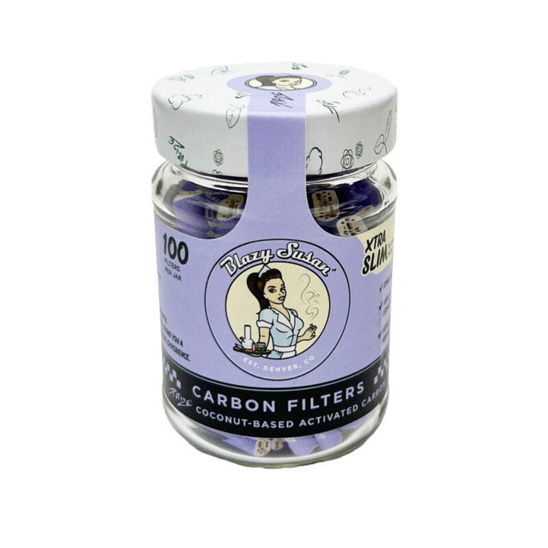 BLAZY SUSAN - Xtra Slim Carbon Filters | 5.9mm size | Ceramic Cap & Coconut-Based Activated Carbons