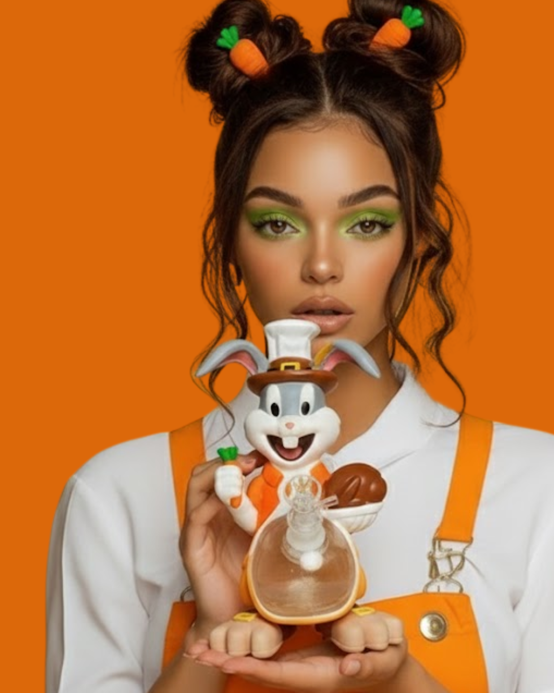 Cute Bunny Silicone Water Pipe with Carrot | Durable Bong with Downstem & Bowl