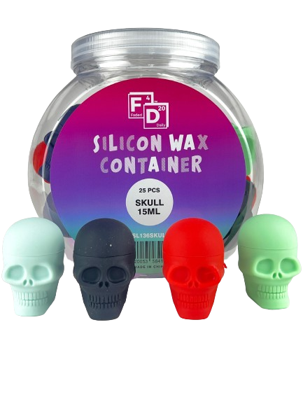 Silicone Skull Wax Container | 15ml | 25 Count – Wholesale Cannabis Accessories