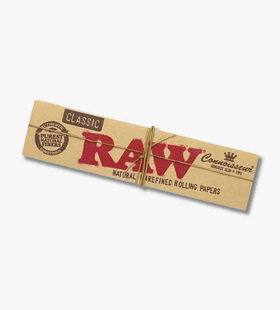 Raw Classic Connoisseur King Size Slim with Tips Rolling Paper Full Box of 24 Packs