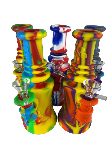 Silicone - 8" Water Pipe with Glass Bowl | Single Unit