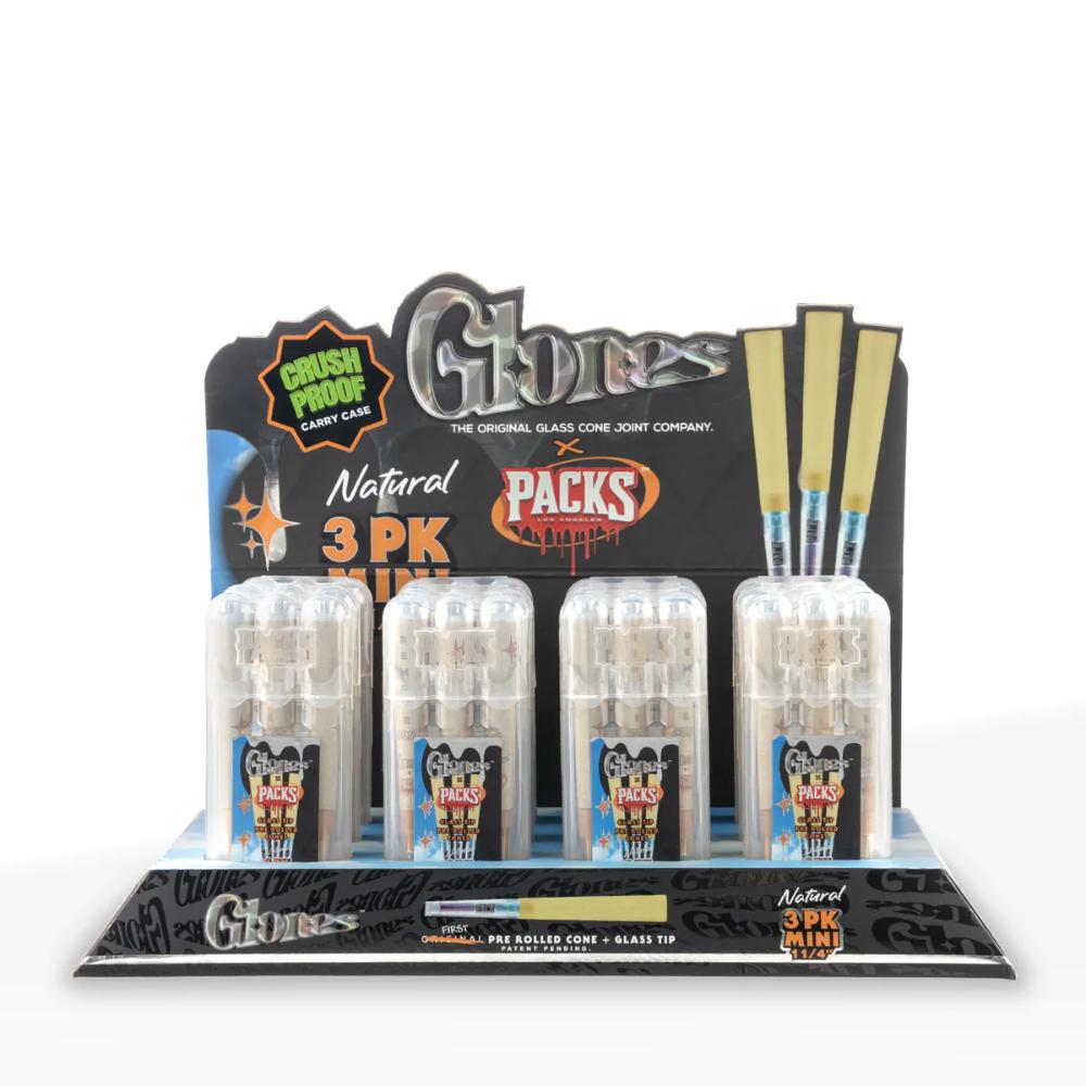 GLONES - Pre rolled Cones + Glass Tip | 3PK MINI |12/box