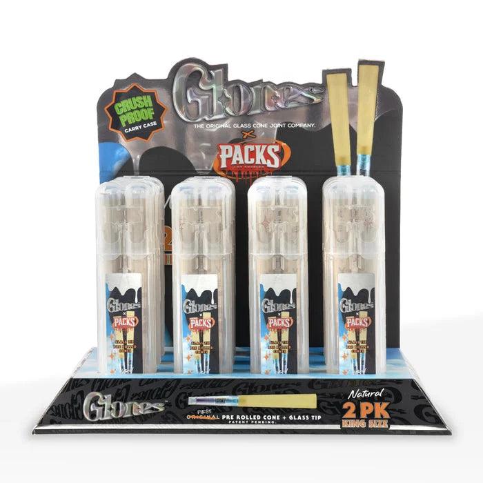 GLONES - Pre rolled Cones + Glass Tip | 2PK KING SIZE |12/box