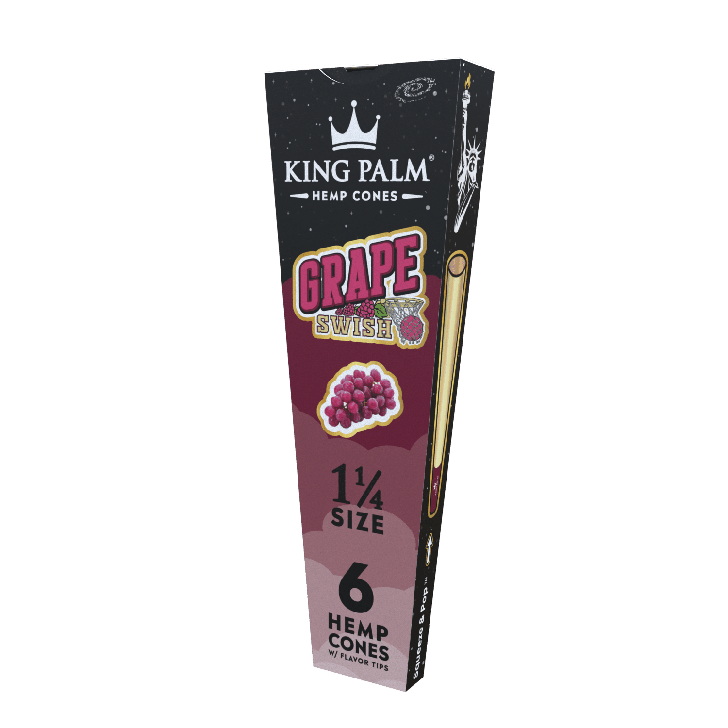 King Palm - Hemp Cones | 1 1/4 Size  6-Hemp cones| 30Packs/Display | Squeeze & POP | WR09