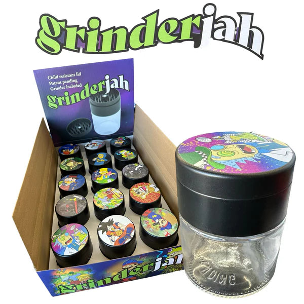 GRINDERJAH  BUILT IN GRINDER AND SMELL PROOF JAR - 15CT/BOX