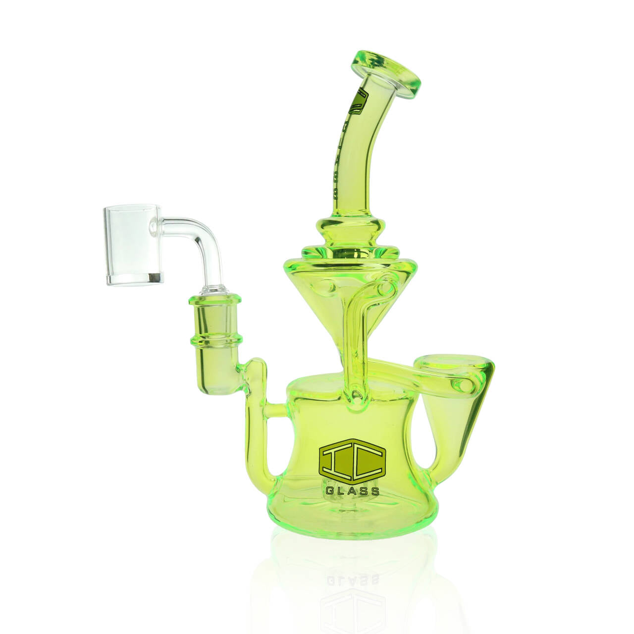 high-end recycler dab rig with dual drain design by IC GLASS