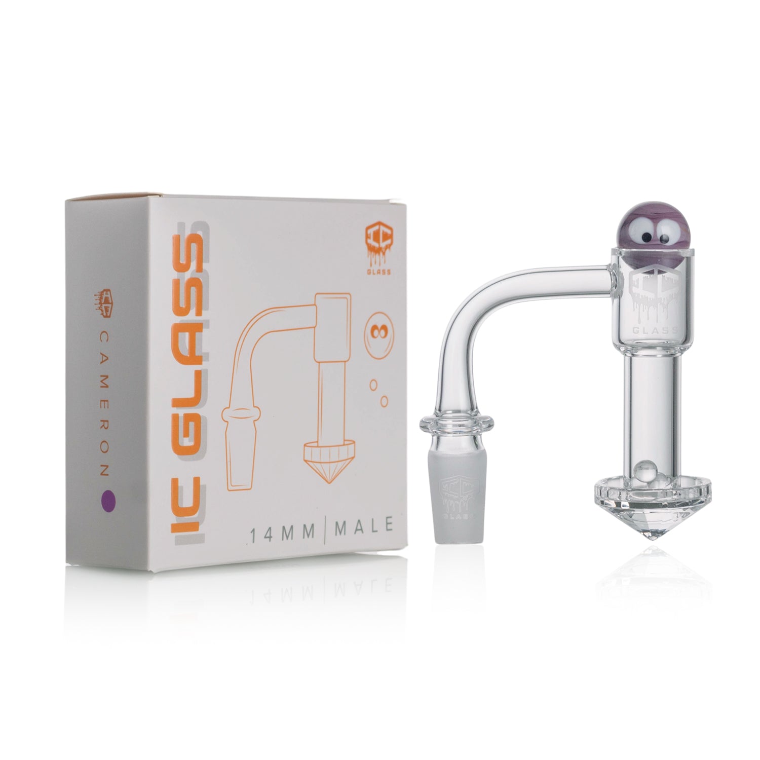 IC Glass - Cameron | 14mm 90D Quartz Banger | Includes Carb Cap & Terp Balls | 5 Colors