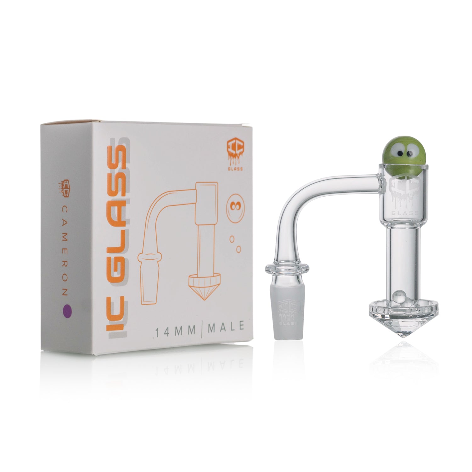 IC Glass - Cameron | 14mm 90D Quartz Banger | Includes Carb Cap & Terp Balls | 5 Colors