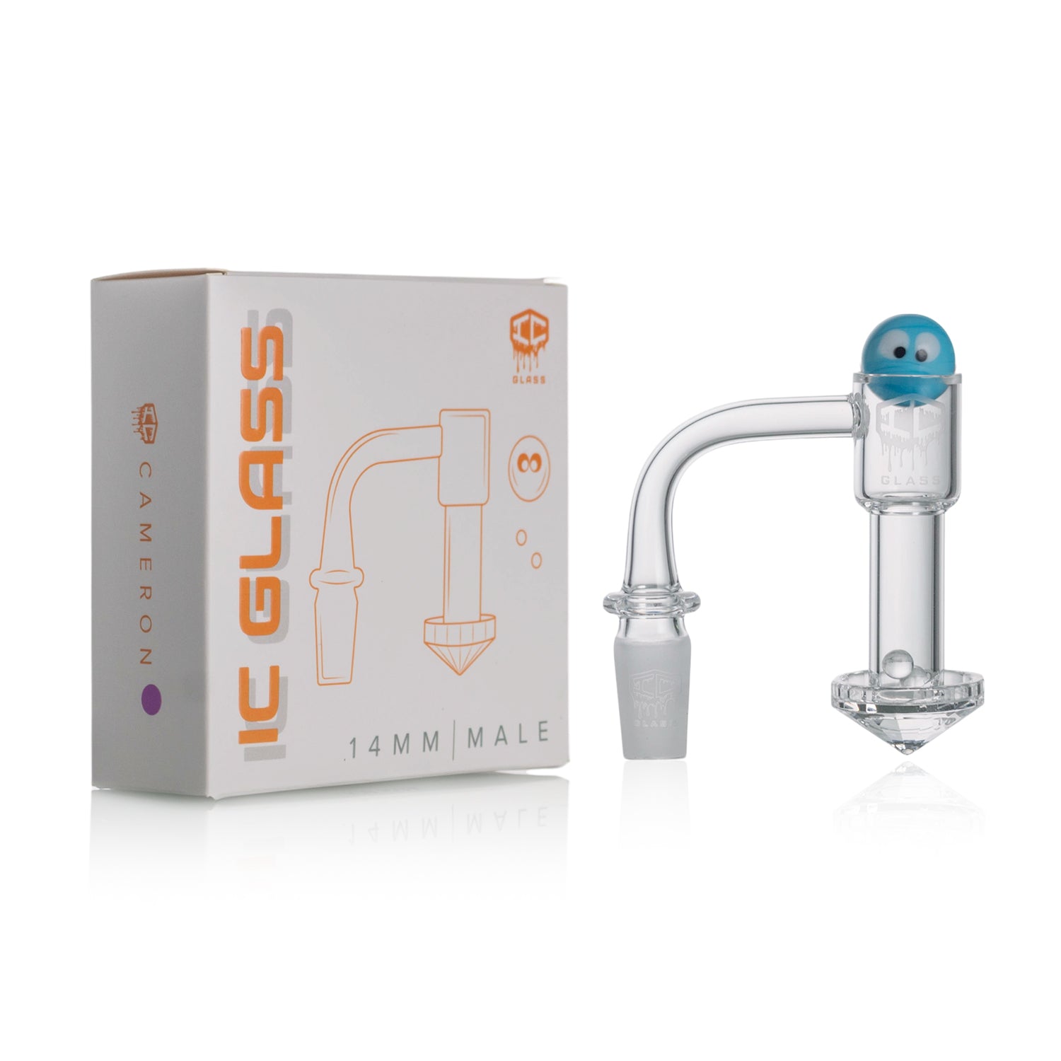 IC Glass - Cameron | 14mm 90D Quartz Banger | Includes Carb Cap & Terp Balls | 5 Colors