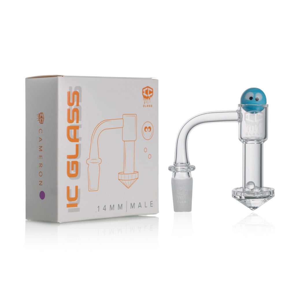 IC Glass - Cameron | 14mm 90D Quartz Banger | Includes Carb Cap & Terp Balls | 5 Colors
