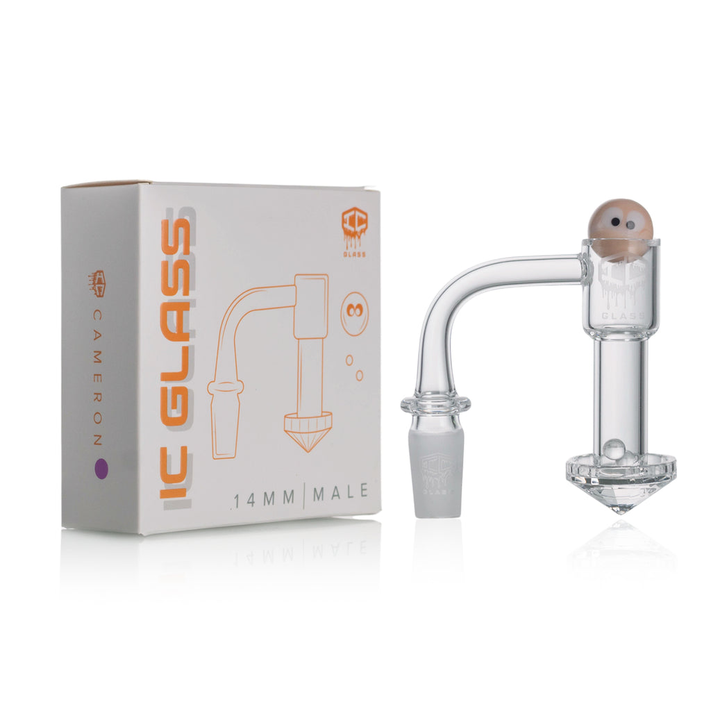 IC Glass - Cameron | 14mm 90D Quartz Banger | Includes Carb Cap & Terp Balls | 5 Colors