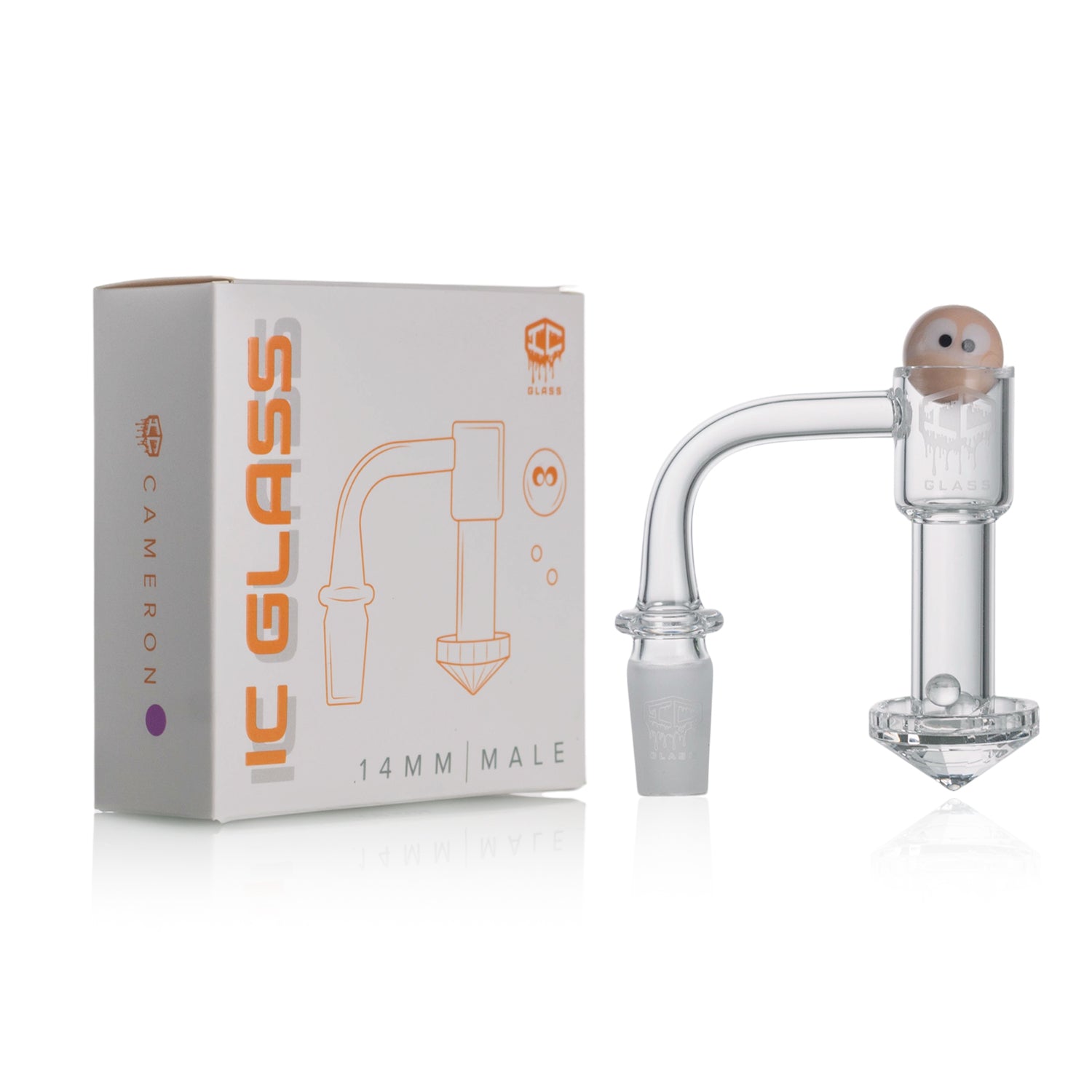 IC Glass - Cameron | 14mm 90D Quartz Banger | Includes Carb Cap & Terp Balls | 5 Colors