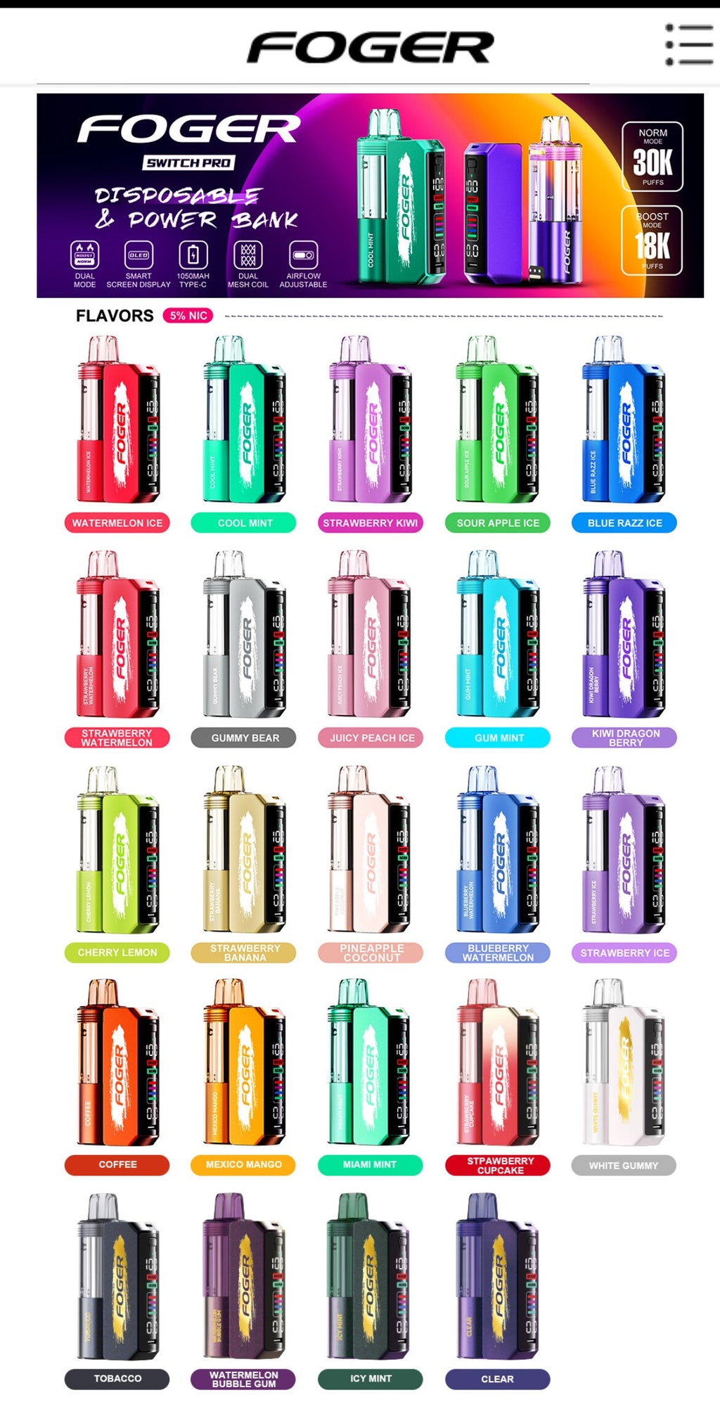 Foger Switch Pro Kit | 30k Puffs | 5 Pcs/Box