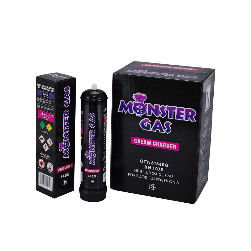 Monster 640G Whipped Cream Chargers | FOOD-GRADE CREAM CHARGER FOR FOOD|  6TANKS/CASE