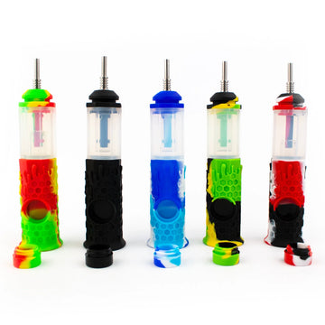 Honeycomb Pattern Silicone Nectar Straw with Ceramic Tip – 30 Units/Jar Wholesale