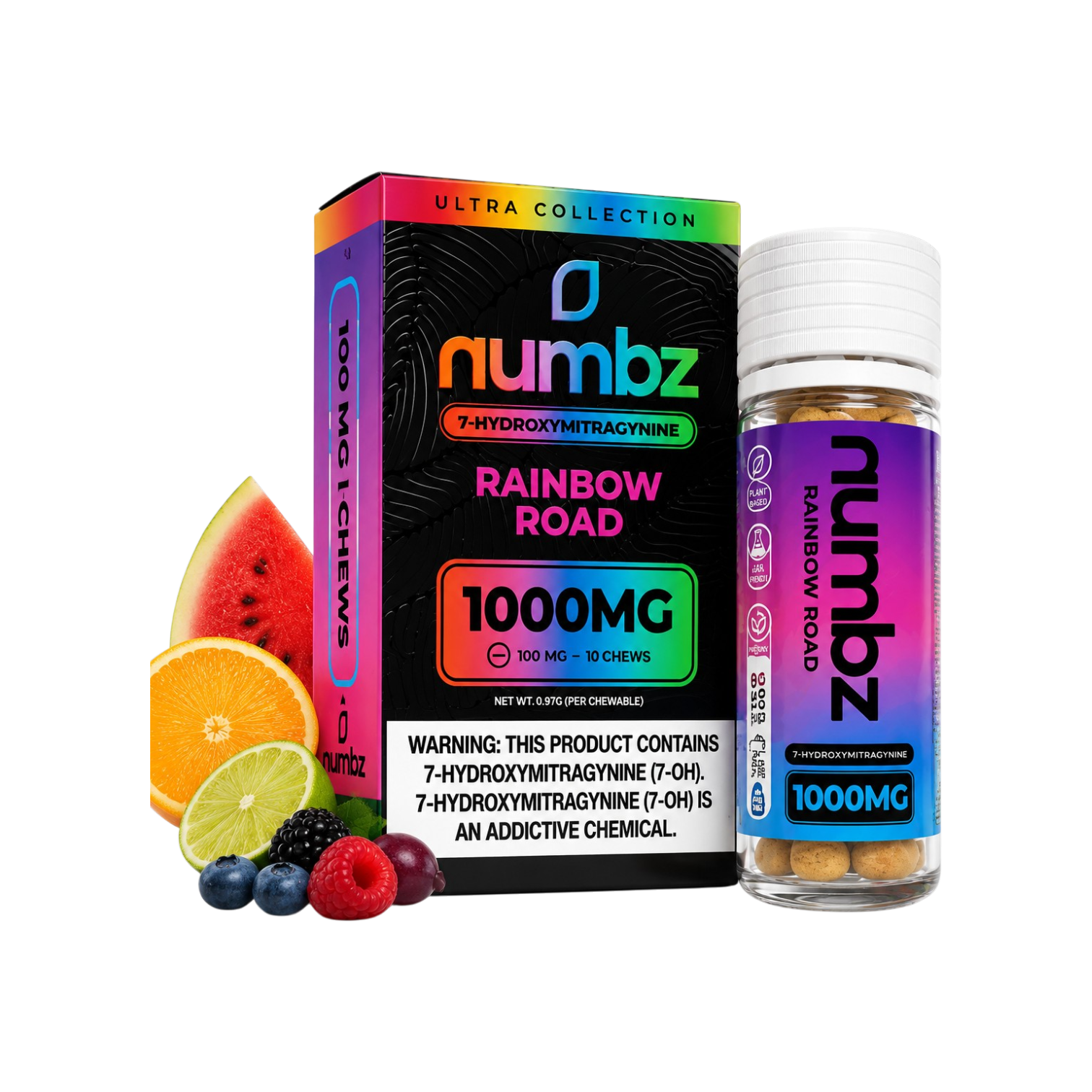 Numbz 7-Hydroxymitragynine Chewables  | 10 Count | 1000MG Box
