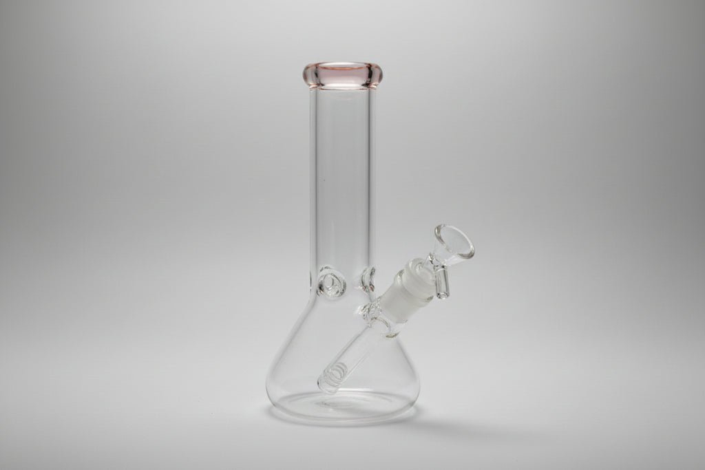 Beaker -Beaker with colored lip and Ice pinch |Include Down stem & bowl piece  8"