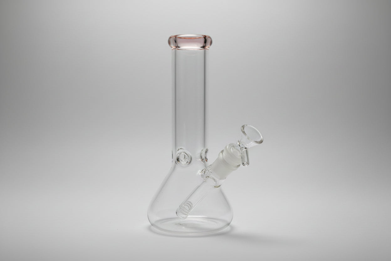 Beaker -Beaker with colored lip and Ice pinch |Include Down stem & bowl piece  8"