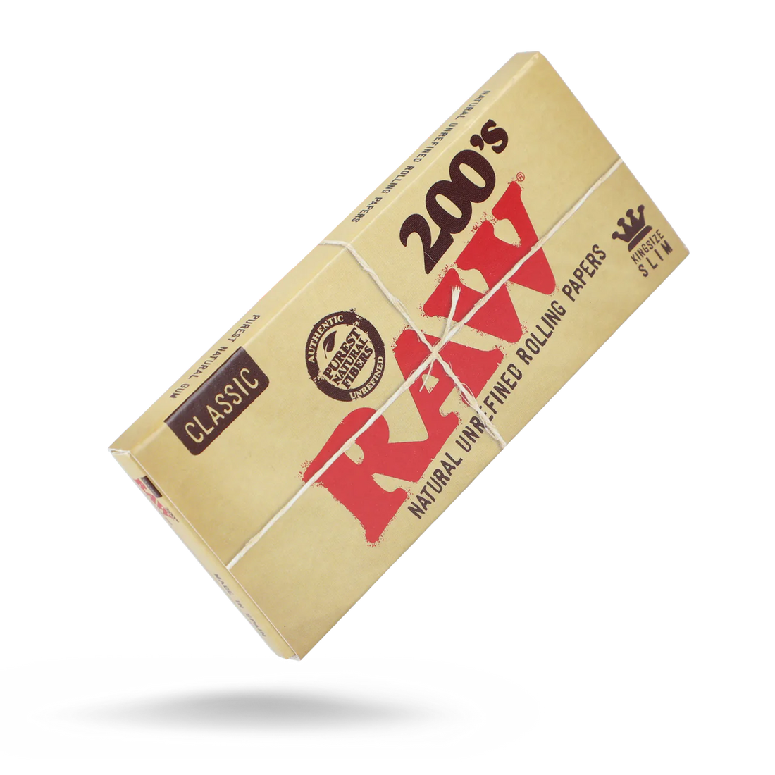 RAW Classic Natural Unrefined Rolling Papers - 200 Papers Per Pack - King Size Slim - 40 Pack Count Display Box